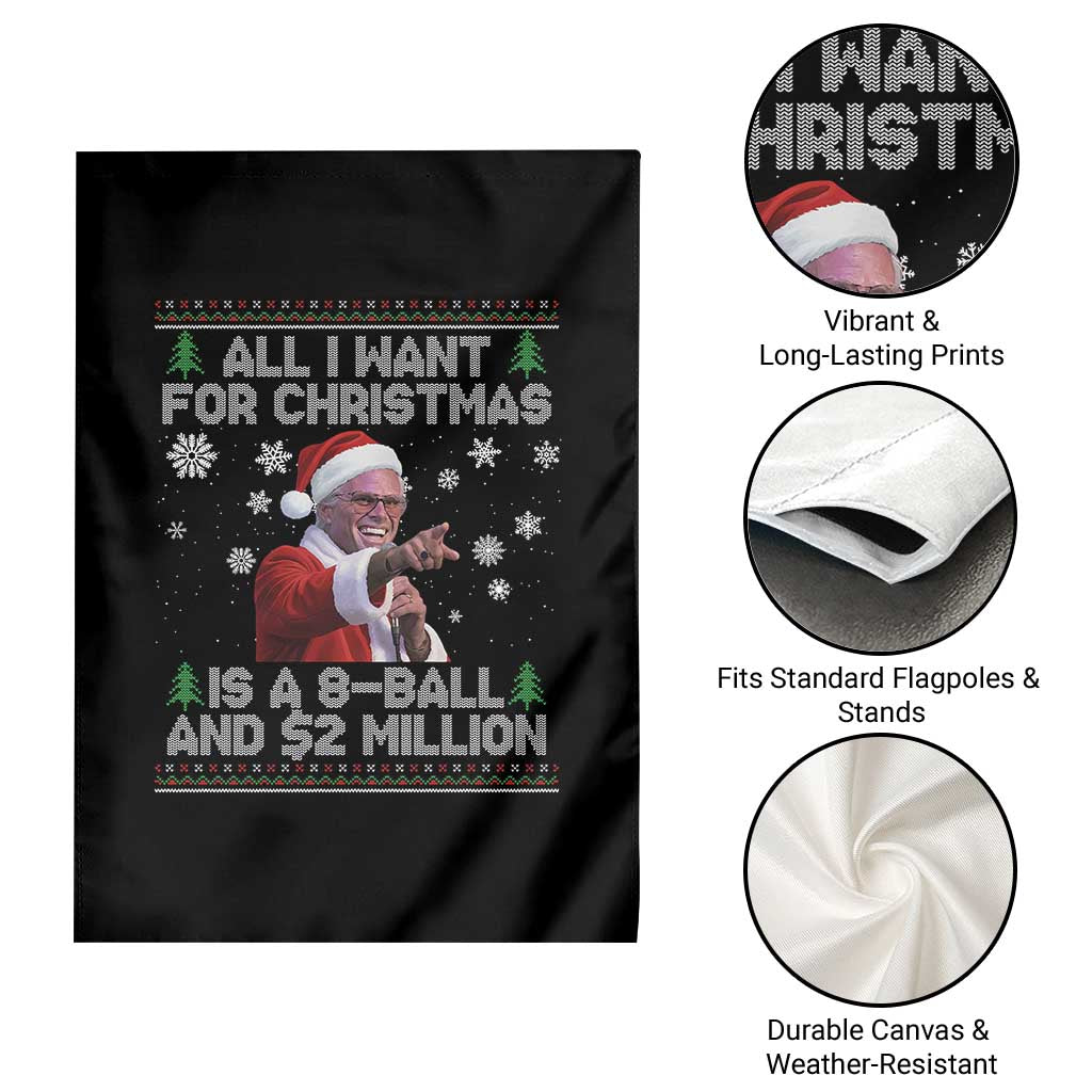 Funny Christmas Billy Meme Garden Flag A 8 Ball and 2 Million Dollars Baby Uncle in Santa Suit TS02 Print Your Wear