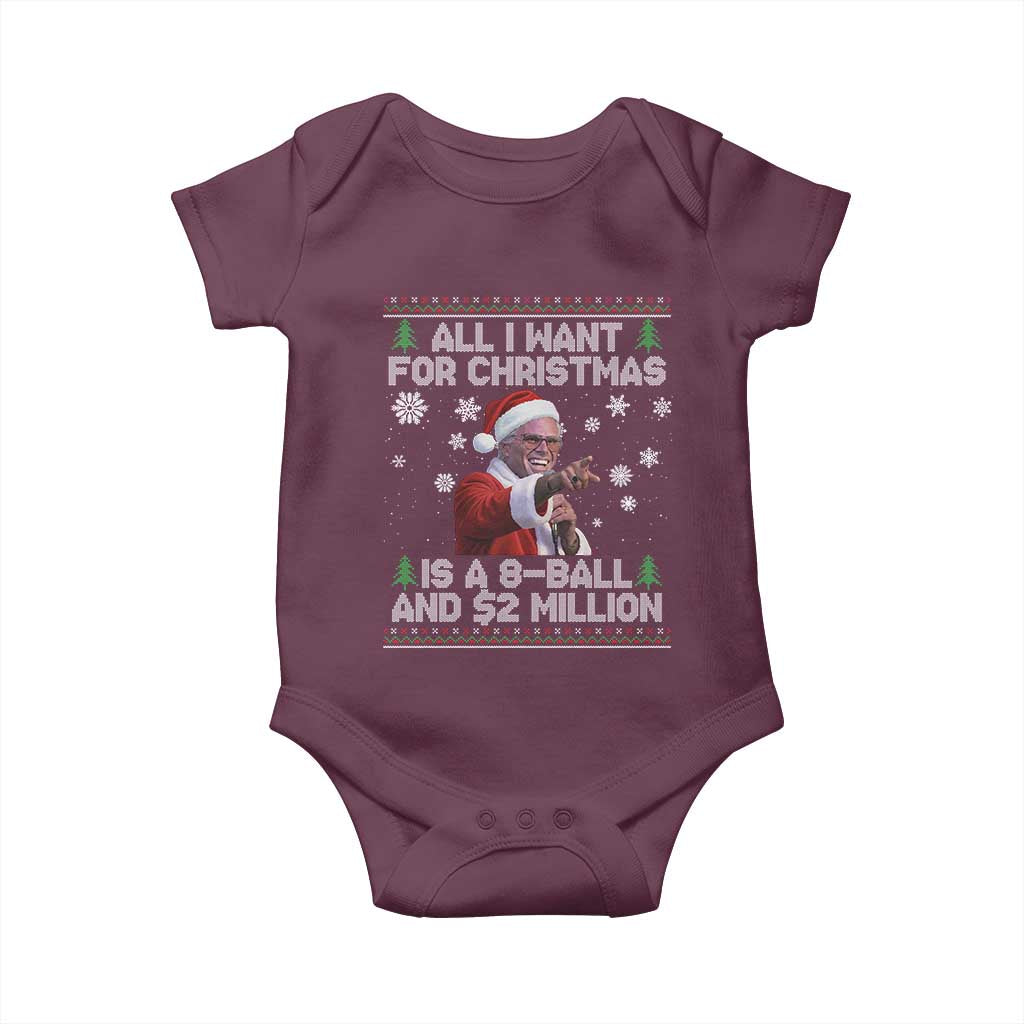 Funny Christmas Billy Meme Baby Onesie A 8 Ball and 2 Million Dollars Baby Uncle in Santa Suit TS02 Maroon Print Your Wear