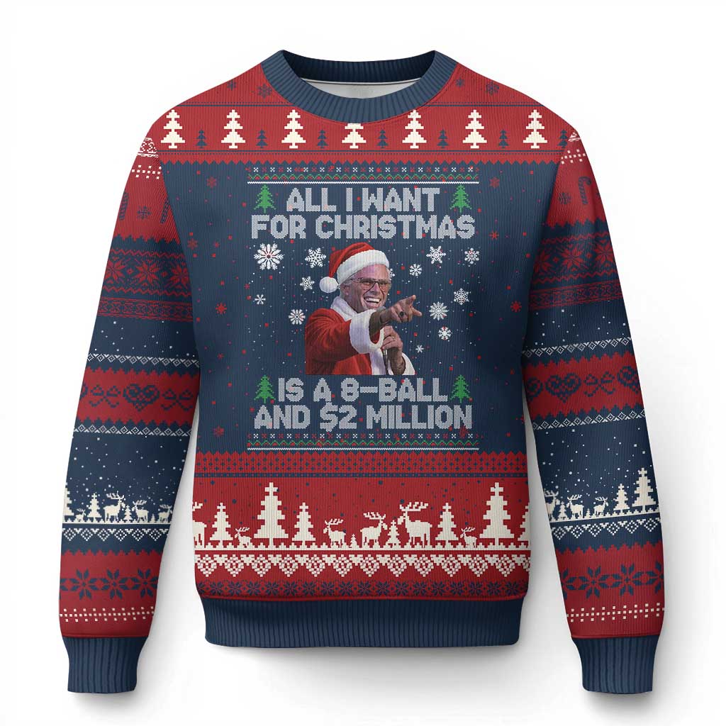 Funny Christmas Billy Meme Ugly Christmas Sweater A 8 Ball and 2 Million Dollars Baby Uncle in Santa Suit TS02 Navy Red Print Your Wear