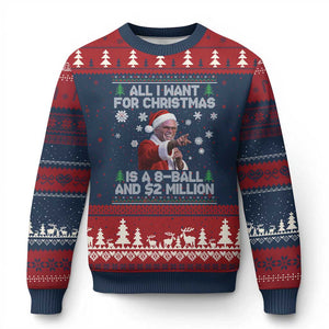 Funny Christmas Billy Meme Ugly Christmas Sweater A 8 Ball and 2 Million Dollars Baby Uncle in Santa Suit TS02 Navy Red Print Your Wear