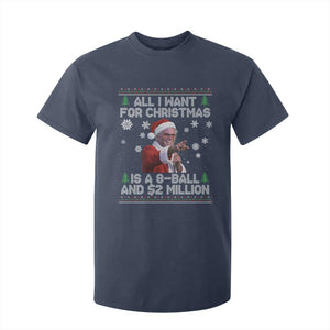 Funny Christmas Billy Meme T Shirt For Kid A 8 Ball and 2 Million Dollars Baby Uncle in Santa Suit TS02 Navy Print Your Wear