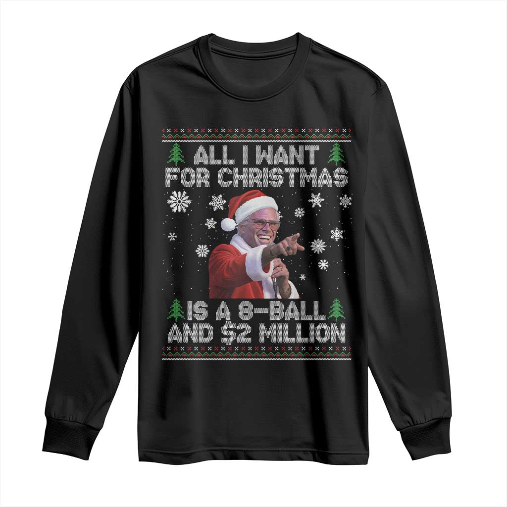 Funny Christmas Billy Meme Long Sleeve Shirt A 8 Ball and 2 Million Dollars Baby Uncle in Santa Suit TS02 Black Print Your Wear