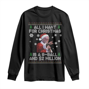 Funny Christmas Billy Meme Long Sleeve Shirt A 8 Ball and 2 Million Dollars Baby Uncle in Santa Suit TS02 Black Print Your Wear