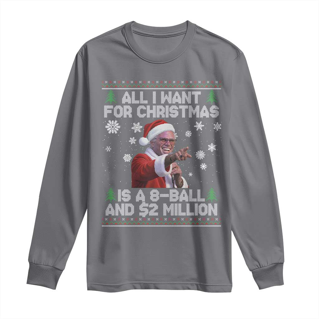 Funny Christmas Billy Meme Long Sleeve Shirt A 8 Ball and 2 Million Dollars Baby Uncle in Santa Suit TS02 Charcoal Print Your Wear