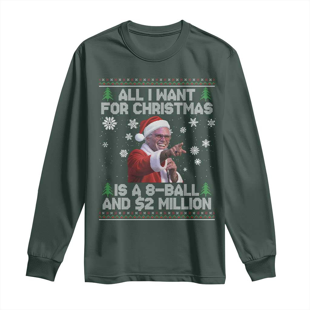 Funny Christmas Billy Meme Long Sleeve Shirt A 8 Ball and 2 Million Dollars Baby Uncle in Santa Suit TS02 Dark Forest Green Print Your Wear