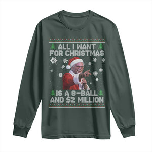Funny Christmas Billy Meme Long Sleeve Shirt A 8 Ball and 2 Million Dollars Baby Uncle in Santa Suit TS02 Dark Forest Green Print Your Wear