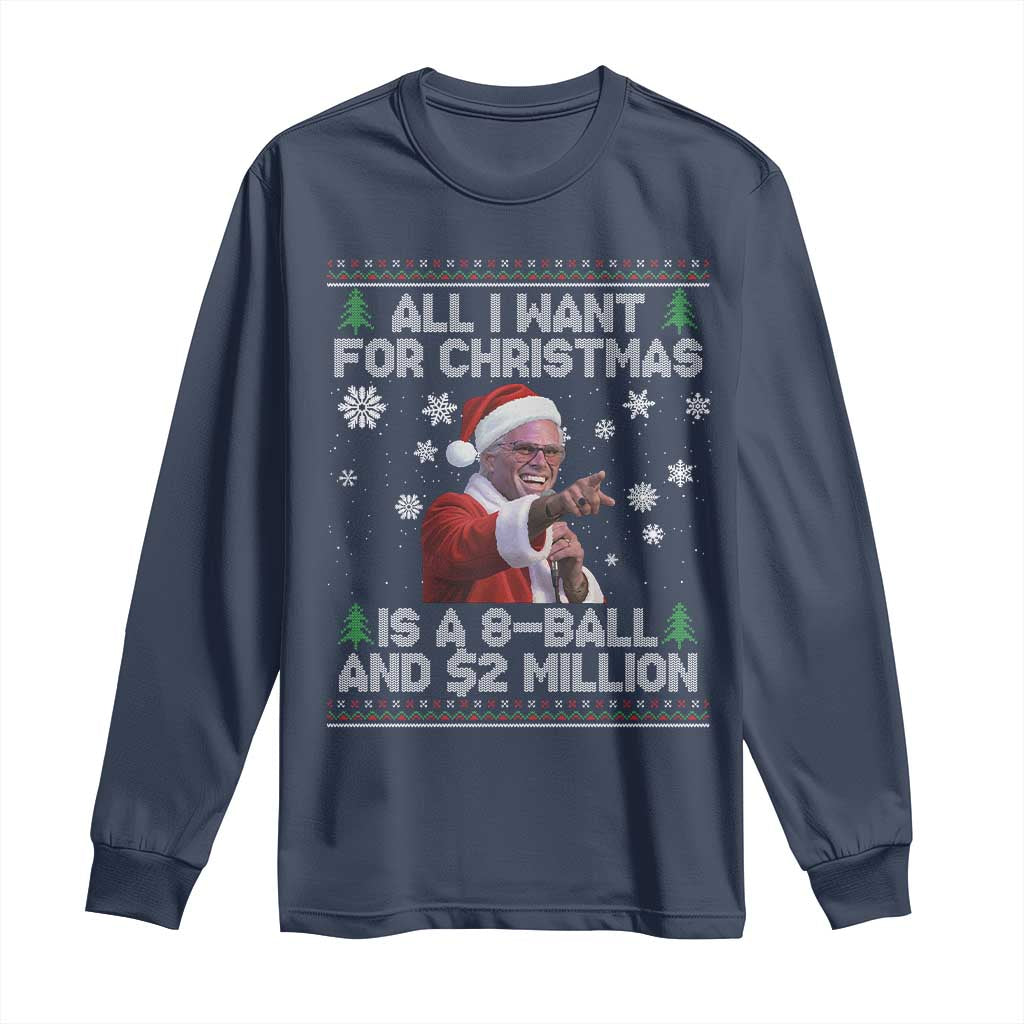Funny Christmas Billy Meme Long Sleeve Shirt A 8 Ball and 2 Million Dollars Baby Uncle in Santa Suit TS02 Navy Print Your Wear