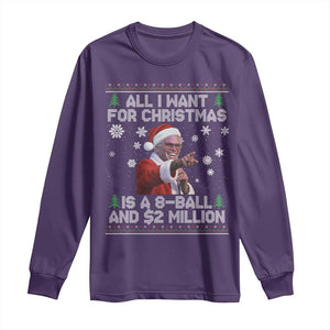 Funny Christmas Billy Meme Long Sleeve Shirt A 8 Ball and 2 Million Dollars Baby Uncle in Santa Suit TS02 Purple Print Your Wear