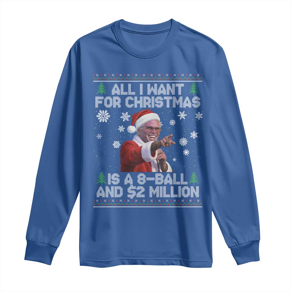 Funny Christmas Billy Meme Long Sleeve Shirt A 8 Ball and 2 Million Dollars Baby Uncle in Santa Suit TS02 Royal Blue Print Your Wear