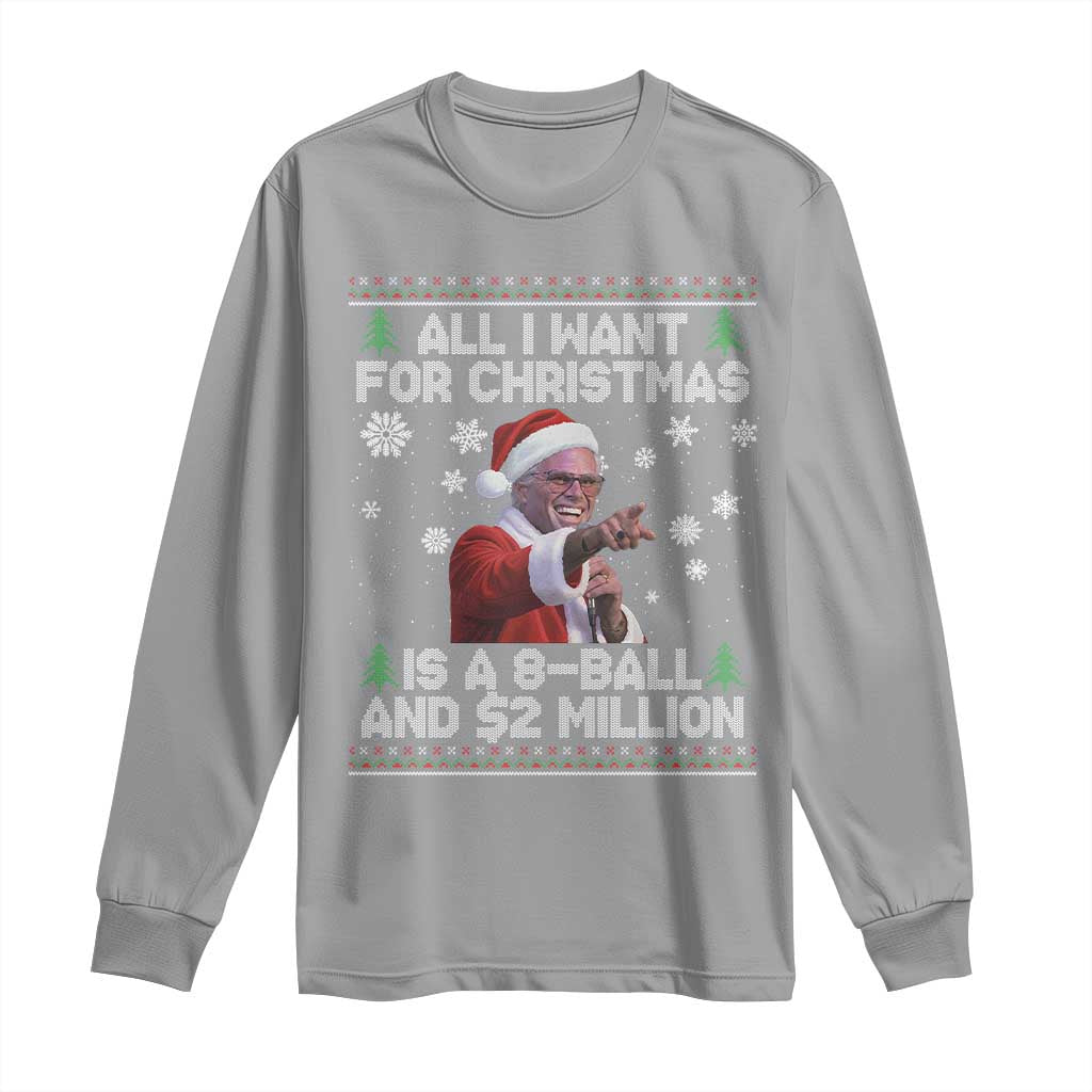 Funny Christmas Billy Meme Long Sleeve Shirt A 8 Ball and 2 Million Dollars Baby Uncle in Santa Suit TS02 Sport Gray Print Your Wear