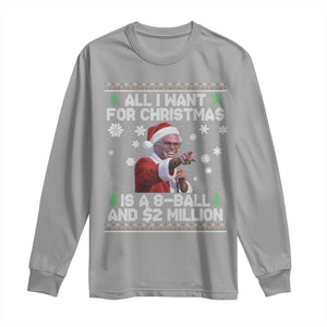 Funny Christmas Billy Meme Long Sleeve Shirt A 8 Ball and 2 Million Dollars Baby Uncle in Santa Suit TS02 Sport Gray Print Your Wear