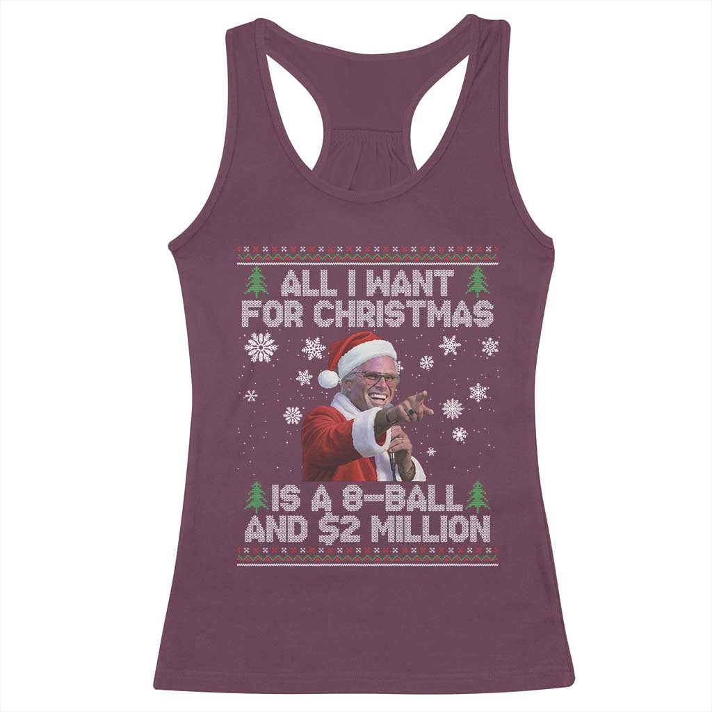 Funny Christmas Billy Meme Racerback Tank Top A 8 Ball and 2 Million Dollars Baby Uncle in Santa Suit TS02 Maroon Print Your Wear