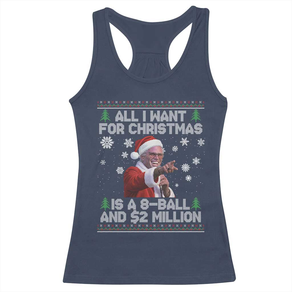 Funny Christmas Billy Meme Racerback Tank Top A 8 Ball and 2 Million Dollars Baby Uncle in Santa Suit TS02 Navy Print Your Wear