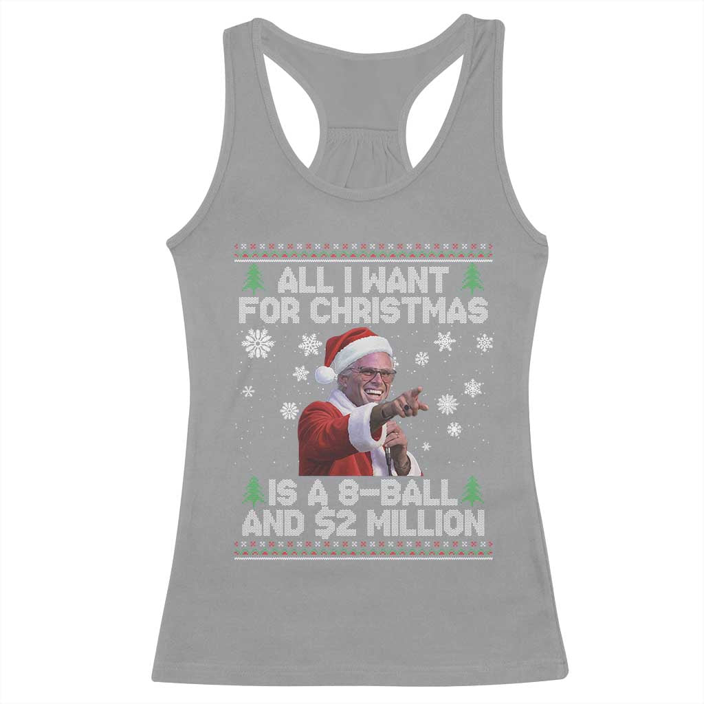 Funny Christmas Billy Meme Racerback Tank Top A 8 Ball and 2 Million Dollars Baby Uncle in Santa Suit TS02 Sport Gray Print Your Wear
