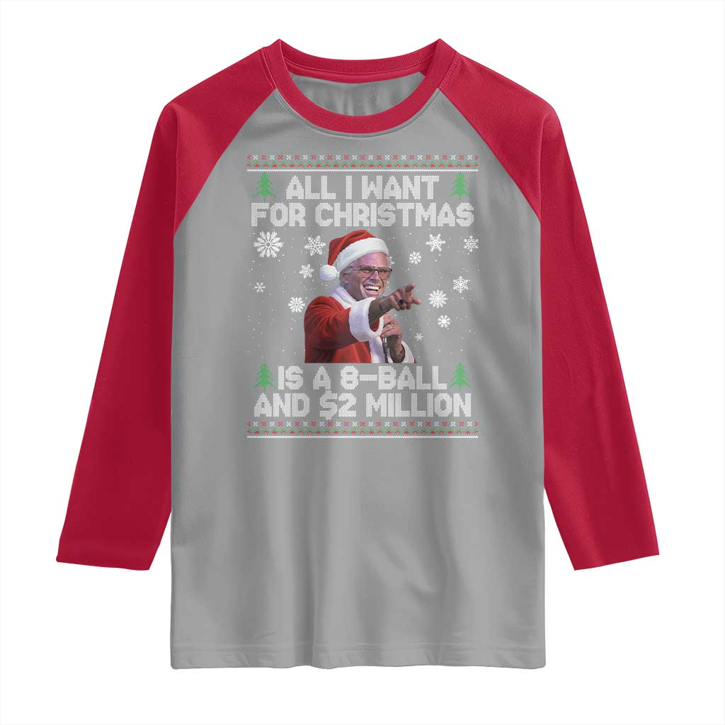 Funny Christmas Billy Meme Raglan Shirt A 8 Ball and 2 Million Dollars Baby Uncle in Santa Suit TS02 Sport Gray Red Print Your Wear