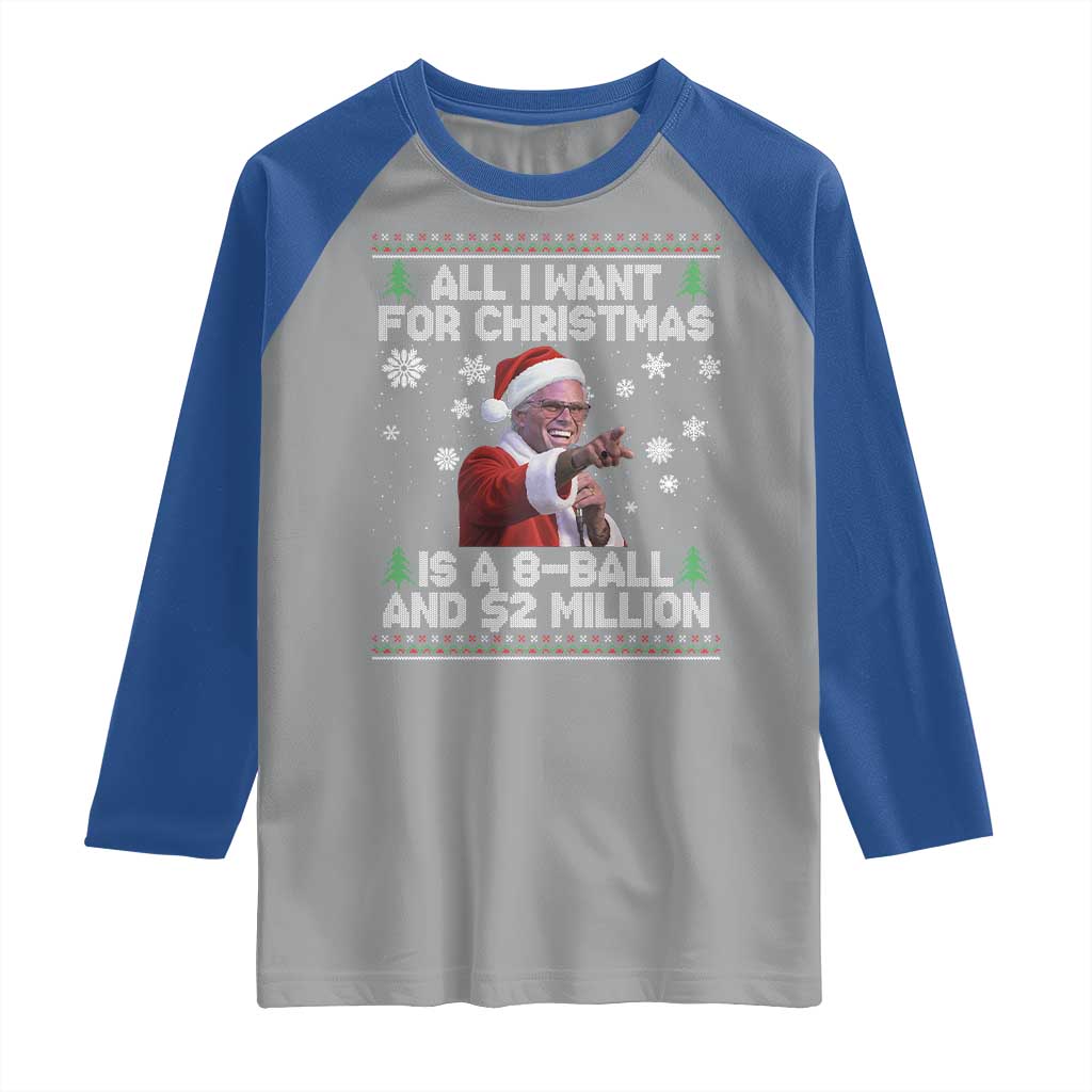 Funny Christmas Billy Meme Raglan Shirt A 8 Ball and 2 Million Dollars Baby Uncle in Santa Suit TS02 Sport Gray Royal Print Your Wear