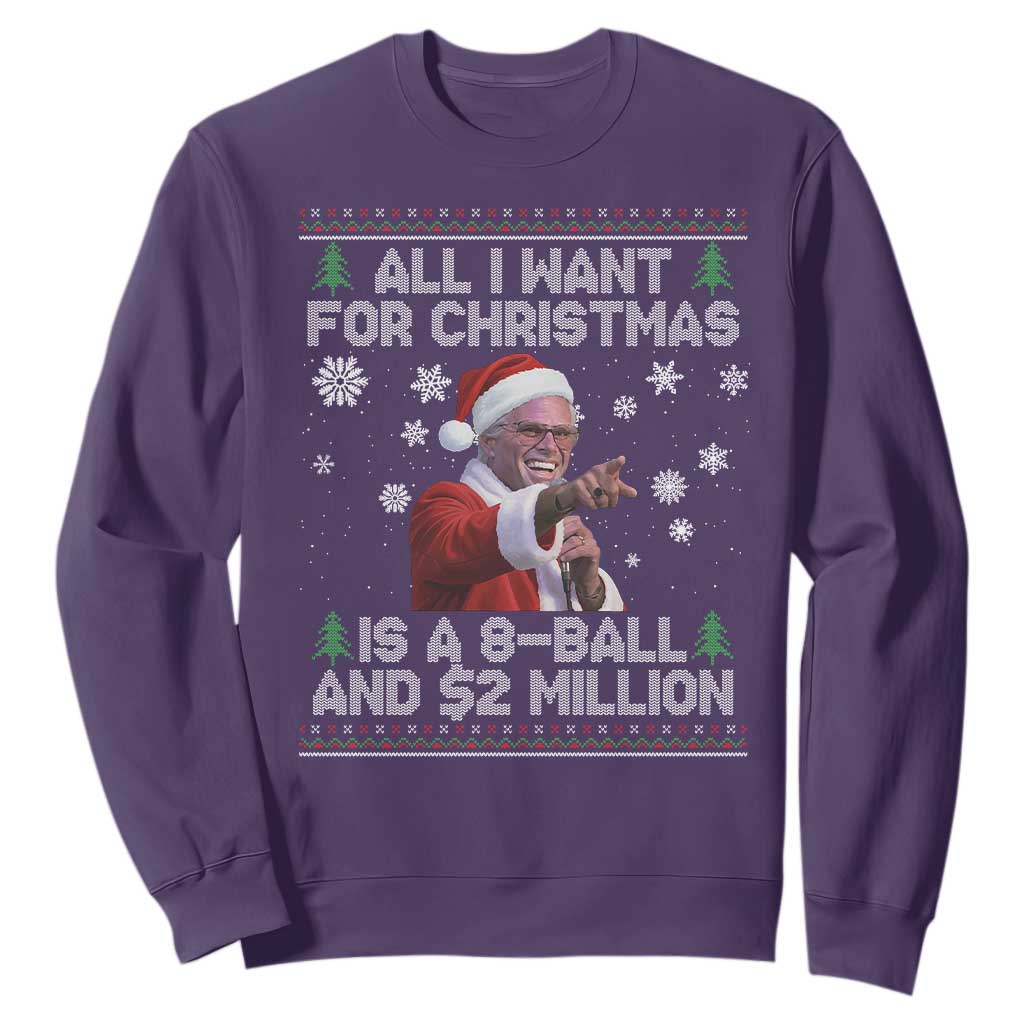Funny Christmas Billy Meme Sweatshirt A 8 Ball and 2 Million Dollars Baby Uncle in Santa Suit TS02 Purple Print Your Wear
