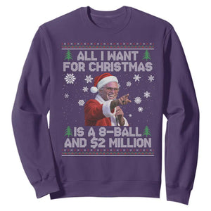 Funny Christmas Billy Meme Sweatshirt A 8 Ball and 2 Million Dollars Baby Uncle in Santa Suit TS02 Purple Print Your Wear