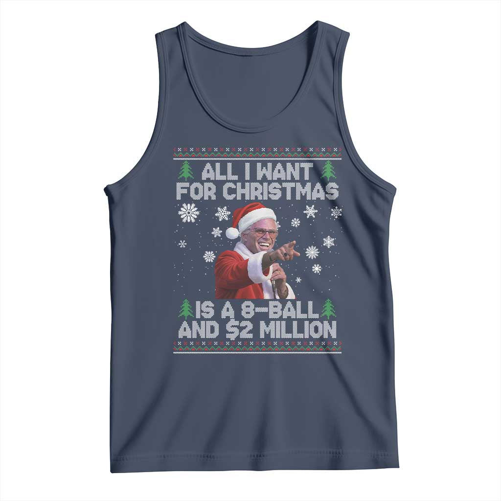Funny Christmas Billy Meme Tank Top A 8 Ball and 2 Million Dollars Baby Uncle in Santa Suit TS02 Navy Print Your Wear