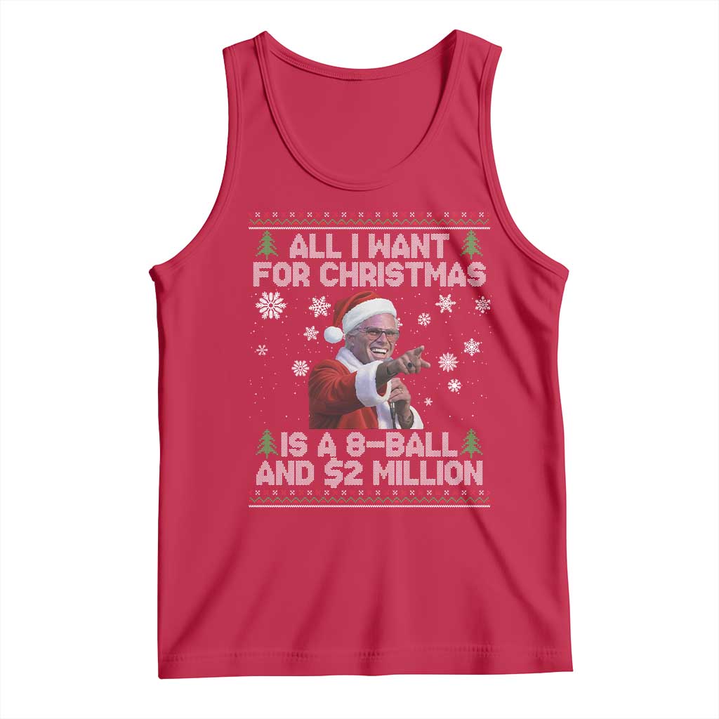 Funny Christmas Billy Meme Tank Top A 8 Ball and 2 Million Dollars Baby Uncle in Santa Suit TS02 Red Print Your Wear