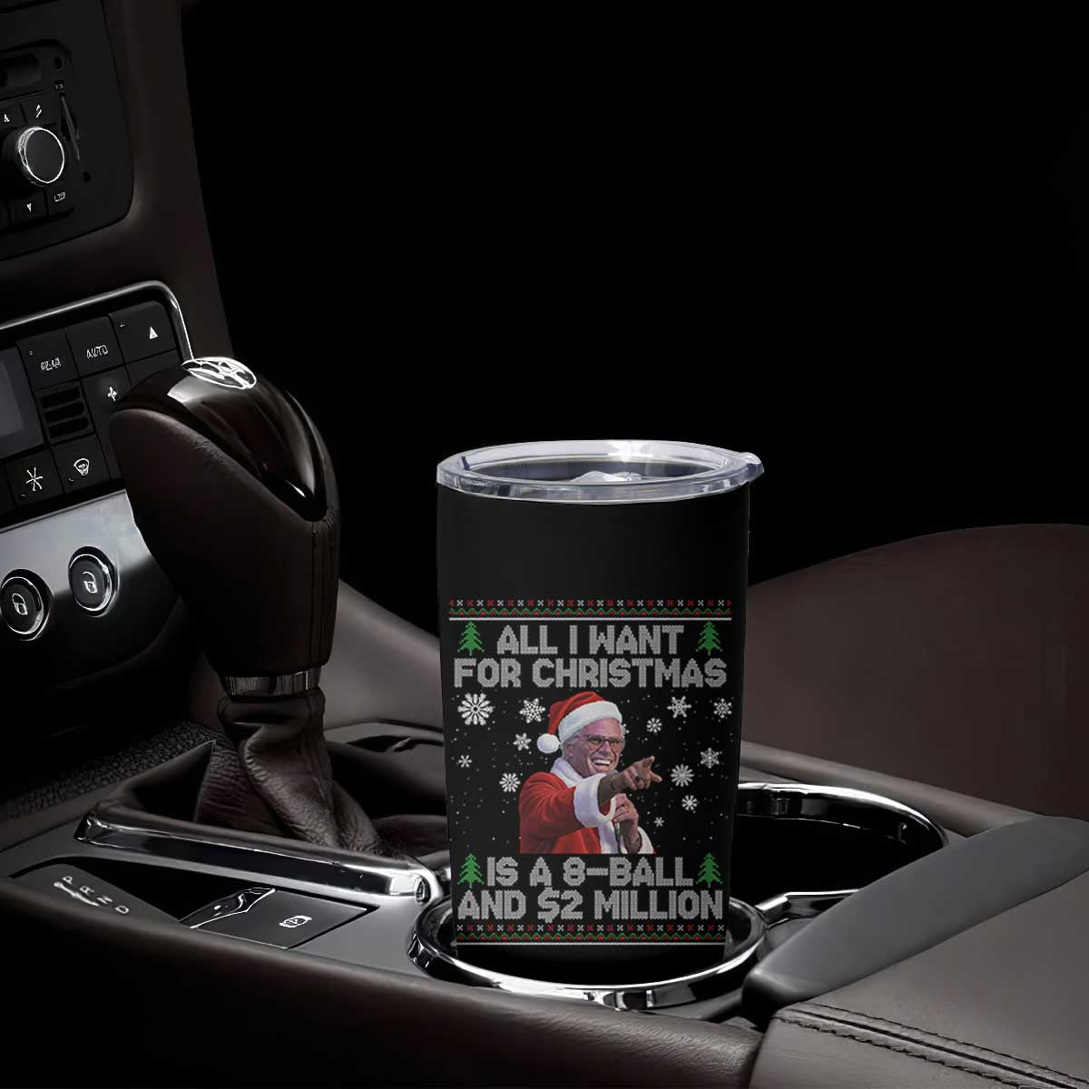 Funny Christmas Billy Meme Tumbler Cup A 8 Ball and 2 Million Dollars Baby Uncle in Santa Suit TS02 Print Your Wear