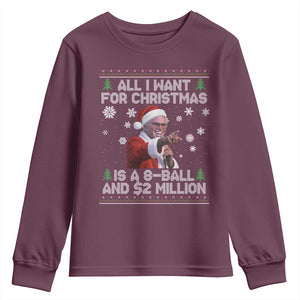 Funny Christmas Billy Meme Youth Sweatshirt A 8 Ball and 2 Million Dollars Baby Uncle in Santa Suit TS02 Maroon Print Your Wear