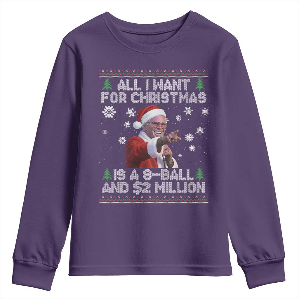 Funny Christmas Billy Meme Youth Sweatshirt A 8 Ball and 2 Million Dollars Baby Uncle in Santa Suit TS02 Purple Print Your Wear