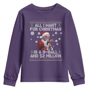Funny Christmas Billy Meme Youth Sweatshirt A 8 Ball and 2 Million Dollars Baby Uncle in Santa Suit TS02 Purple Print Your Wear
