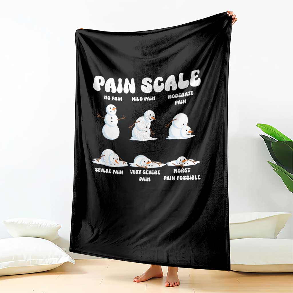 Funny Snowman Pain Scale Christmas Throw Blanket Melting Snowman Holiday Humor TS02 Print Your Wear