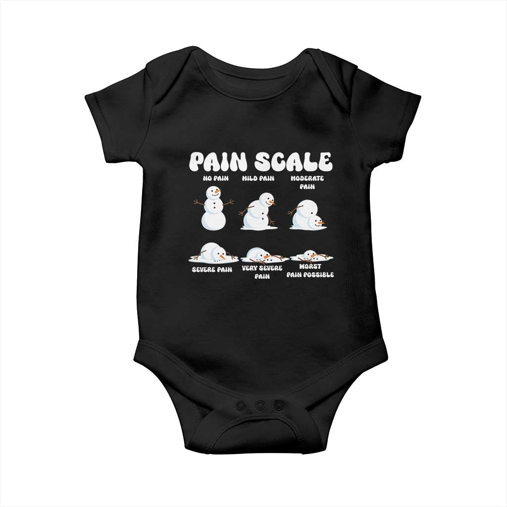 Funny Snowman Pain Scale Christmas Baby Onesie Melting Snowman Holiday Humor TS02 Black Print Your Wear