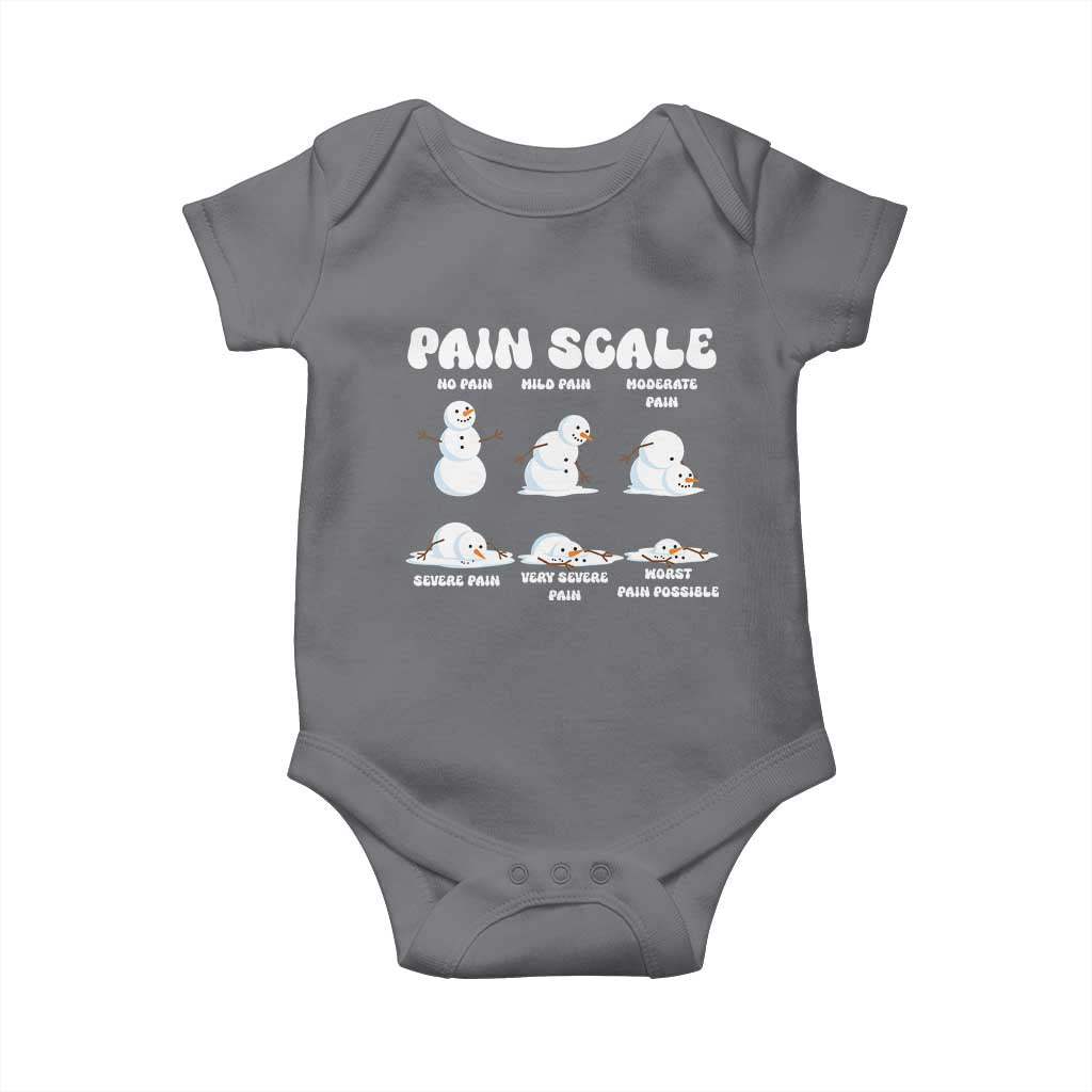 Funny Snowman Pain Scale Christmas Baby Onesie Melting Snowman Holiday Humor TS02 Charcoal Print Your Wear