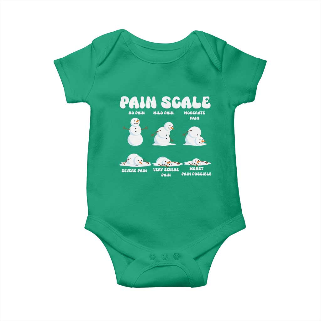 Funny Snowman Pain Scale Christmas Baby Onesie Melting Snowman Holiday Humor TS02 Irish Green Print Your Wear