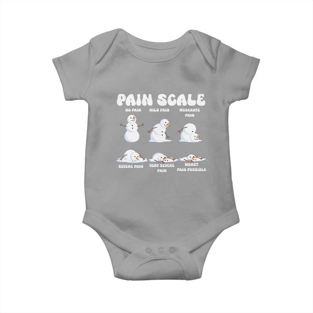 Funny Snowman Pain Scale Christmas Baby Onesie Melting Snowman Holiday Humor TS02 Sport Gray Print Your Wear