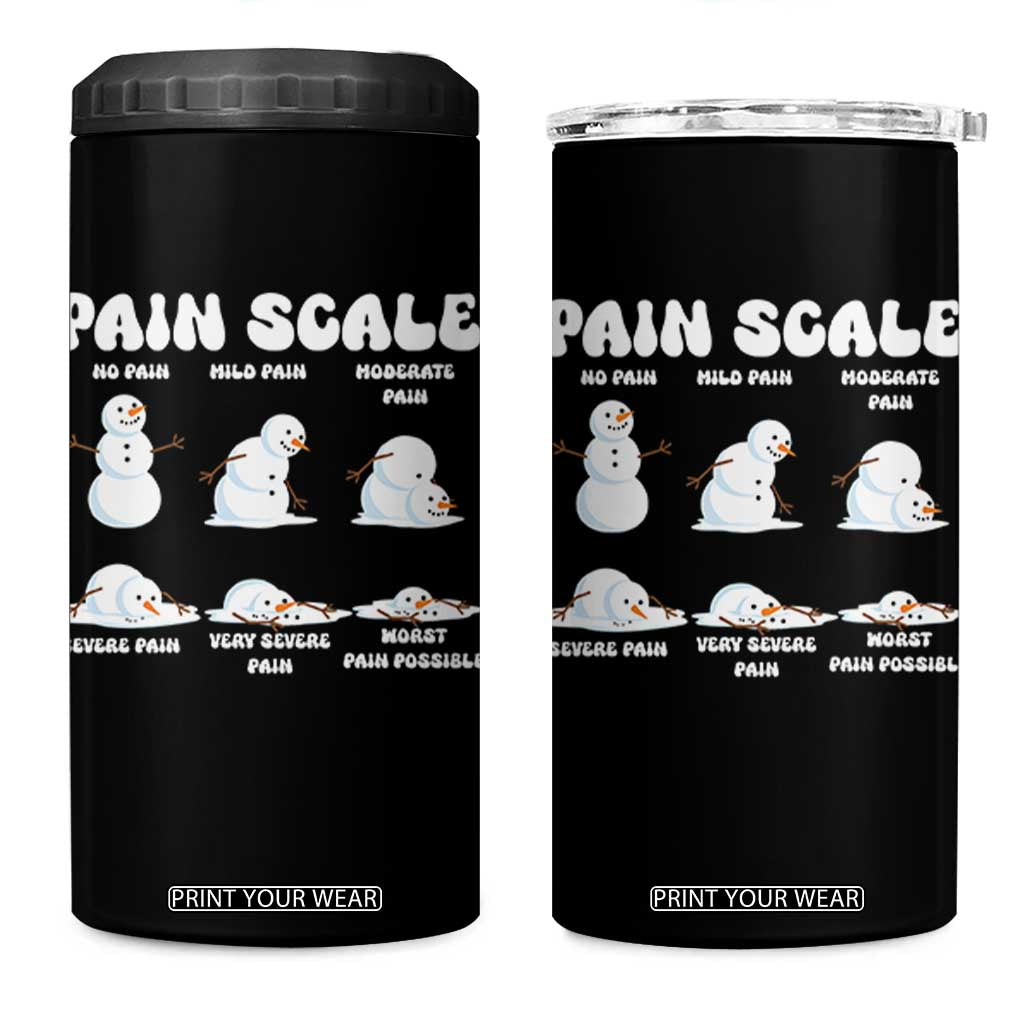 Funny Snowman Pain Scale Christmas 4 in 1 Can Cooler Tumbler Melting Snowman Holiday Humor TS02 One Size: 16 oz Black Print Your Wear