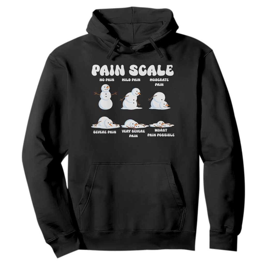 Funny Snowman Pain Scale Christmas Hoodie Melting Snowman Holiday Humor TS02 Black Print Your Wear