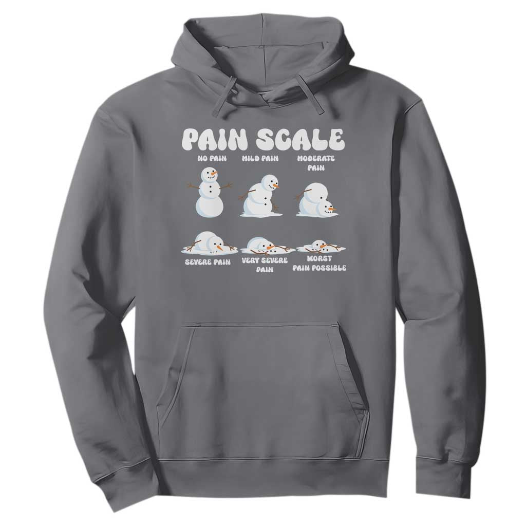 Funny Snowman Pain Scale Christmas Hoodie Melting Snowman Holiday Humor TS02 Charcoal Print Your Wear