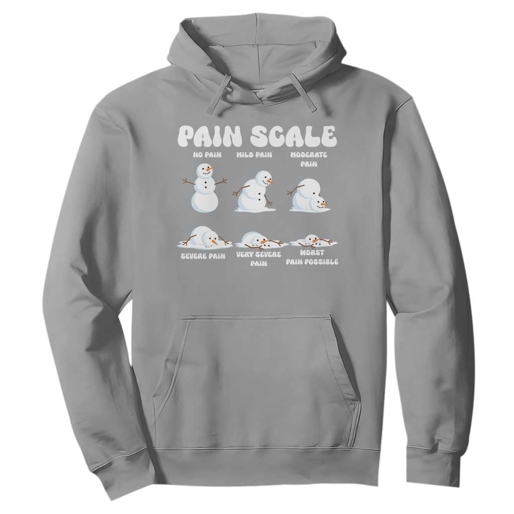 Funny Snowman Pain Scale Christmas Hoodie Melting Snowman Holiday Humor TS02 Sport Gray Print Your Wear
