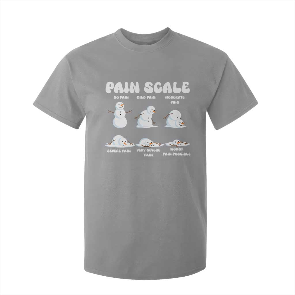 Funny Snowman Pain Scale Christmas T Shirt For Kid Melting Snowman Holiday Humor TS02 Sport Gray Print Your Wear