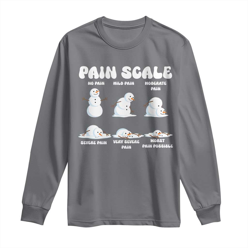 Funny Snowman Pain Scale Christmas Long Sleeve Shirt Melting Snowman Holiday Humor TS02 Charcoal Print Your Wear