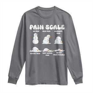 Funny Snowman Pain Scale Christmas Long Sleeve Shirt Melting Snowman Holiday Humor TS02 Charcoal Print Your Wear