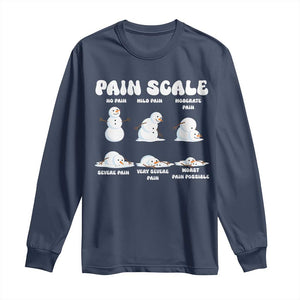 Funny Snowman Pain Scale Christmas Long Sleeve Shirt Melting Snowman Holiday Humor TS02 Navy Print Your Wear