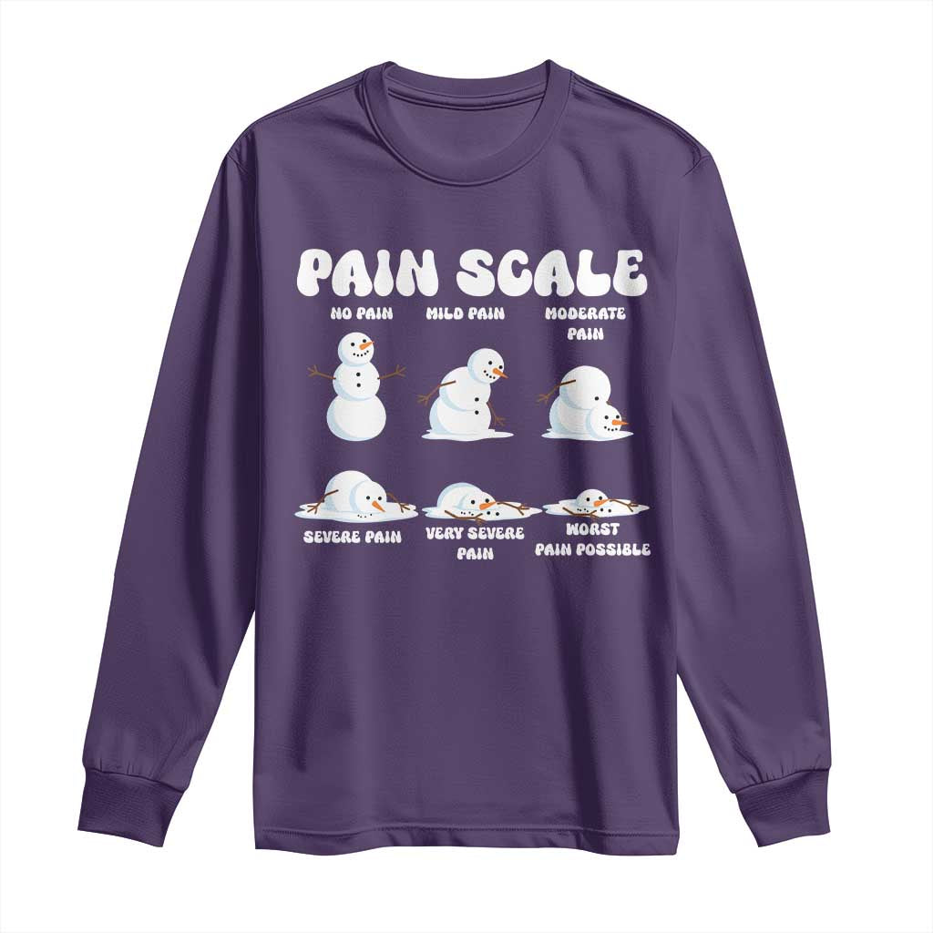 Funny Snowman Pain Scale Christmas Long Sleeve Shirt Melting Snowman Holiday Humor TS02 Purple Print Your Wear