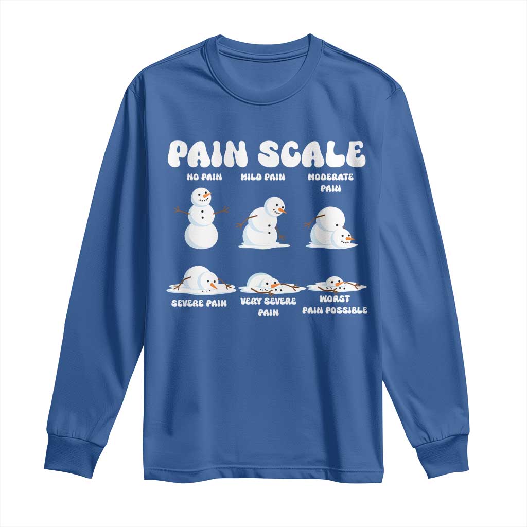 Funny Snowman Pain Scale Christmas Long Sleeve Shirt Melting Snowman Holiday Humor TS02 Royal Blue Print Your Wear