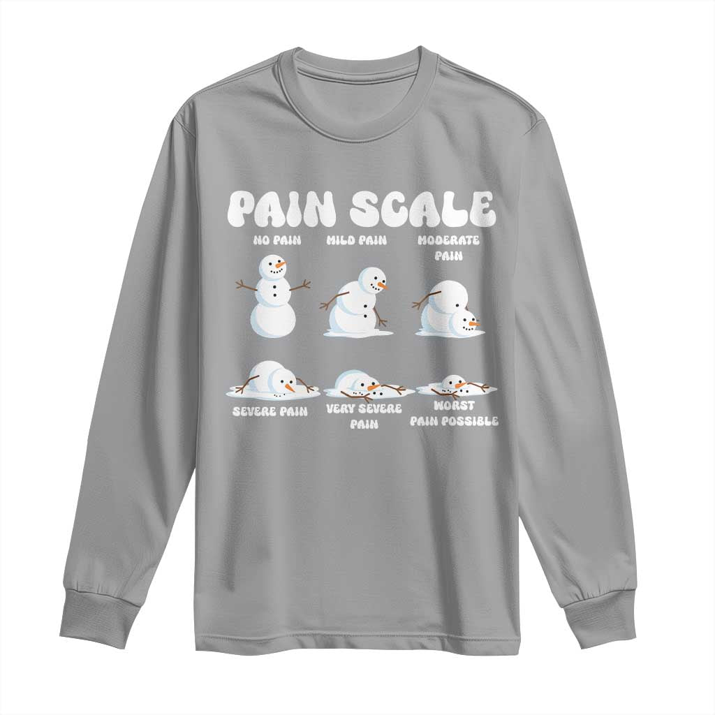 Funny Snowman Pain Scale Christmas Long Sleeve Shirt Melting Snowman Holiday Humor TS02 Sport Gray Print Your Wear