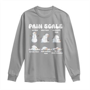 Funny Snowman Pain Scale Christmas Long Sleeve Shirt Melting Snowman Holiday Humor TS02 Sport Gray Print Your Wear
