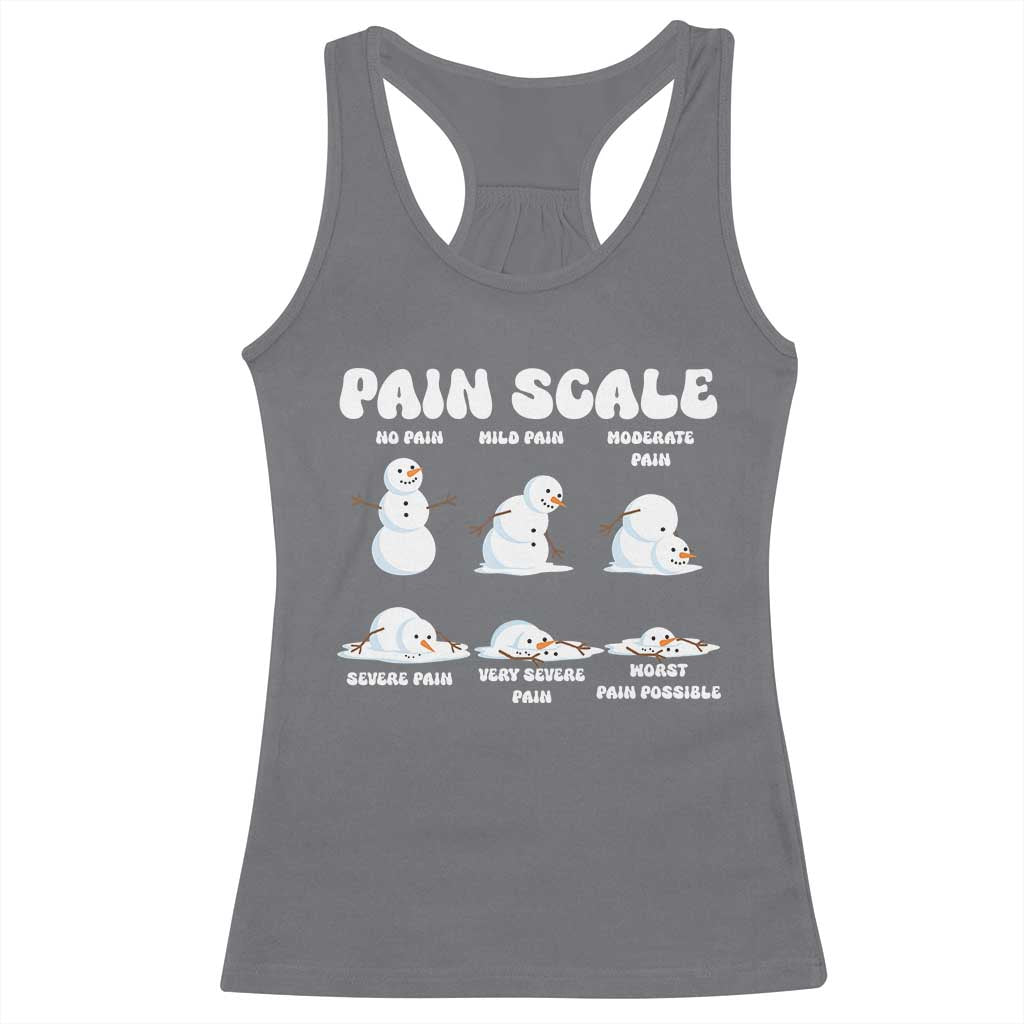 Funny Snowman Pain Scale Christmas Racerback Tank Top Melting Snowman Holiday Humor TS02 Charcoal Print Your Wear
