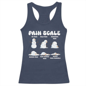 Funny Snowman Pain Scale Christmas Racerback Tank Top Melting Snowman Holiday Humor TS02 Navy Print Your Wear