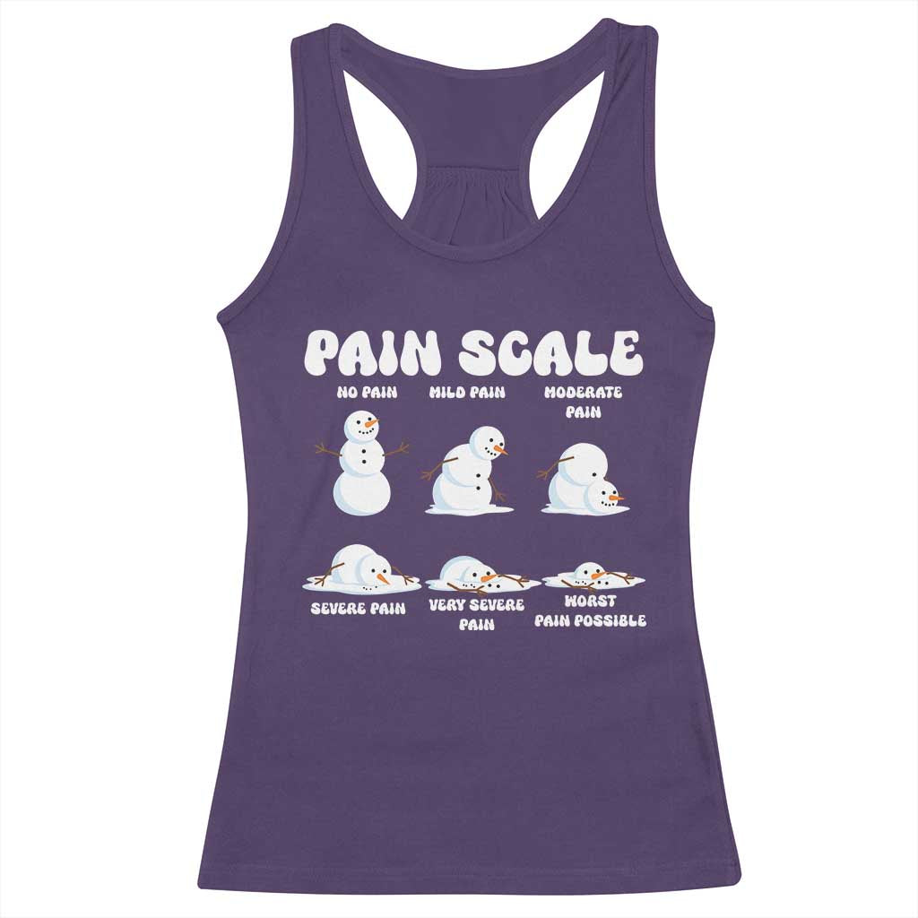 Funny Snowman Pain Scale Christmas Racerback Tank Top Melting Snowman Holiday Humor TS02 Purple Print Your Wear