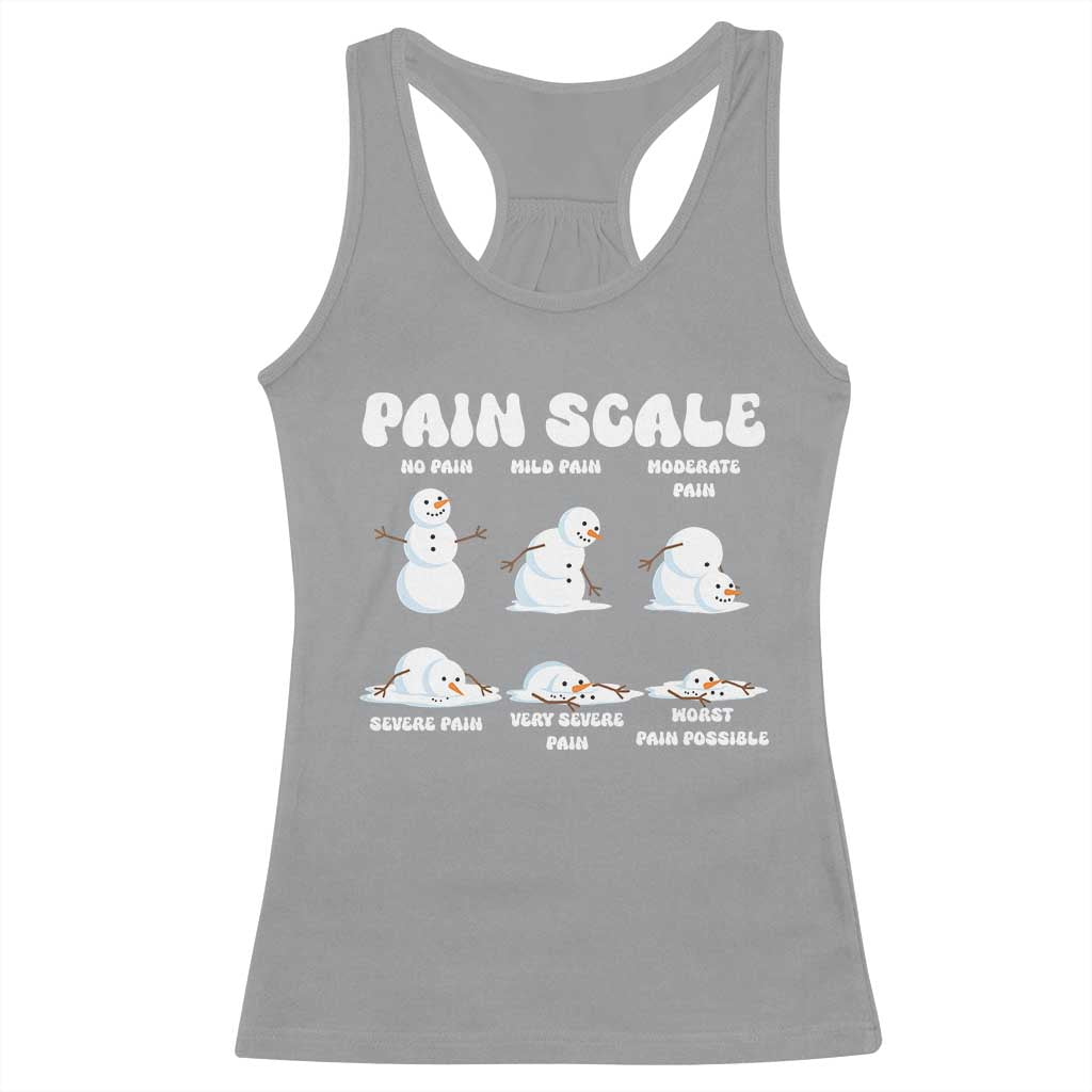 Funny Snowman Pain Scale Christmas Racerback Tank Top Melting Snowman Holiday Humor TS02 Sport Gray Print Your Wear