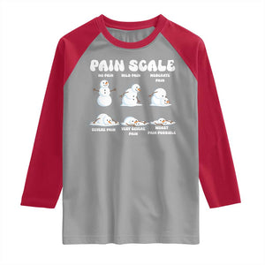 Funny Snowman Pain Scale Christmas Raglan Shirt Melting Snowman Holiday Humor TS02 Sport Gray Red Print Your Wear